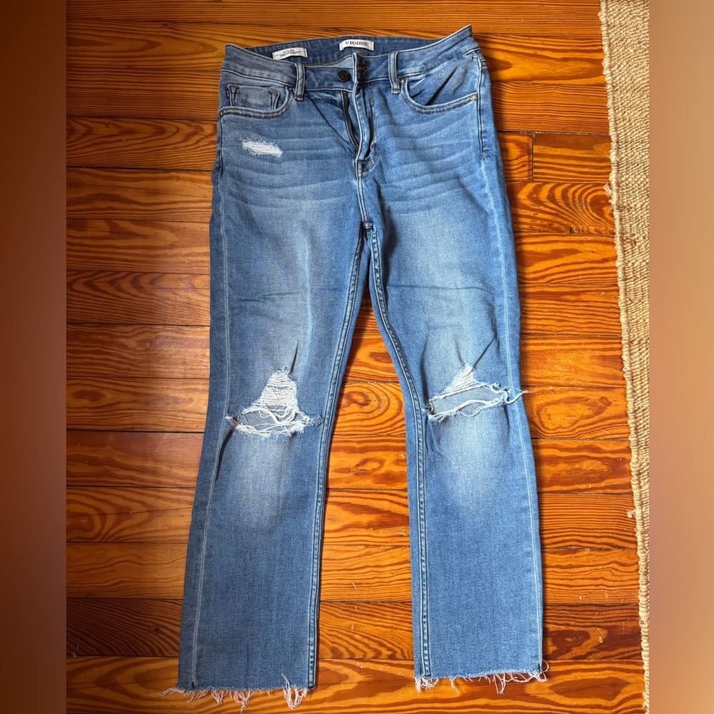 Classic Distressed Straight Leg Women's Jeans